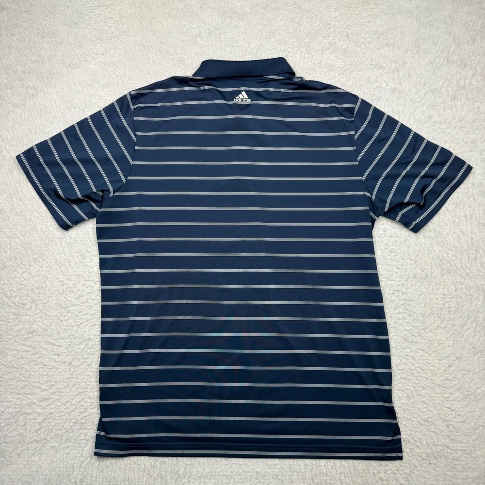 Adidas Pure Motion Golf Polo Shirt Striped Short Sleeve Blue Men's Size Large